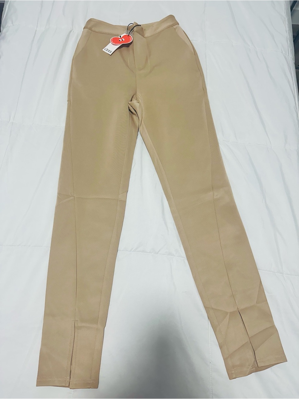 Cider Beige Ponte Leggings with Front Seam Detail